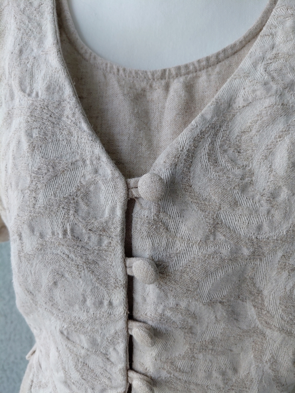 Carol Anderson California Linen Blend Dress Size 6 Textured Button Front Ves - Picture 5 of 10